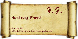 Hutiray Fanni névjegykártya